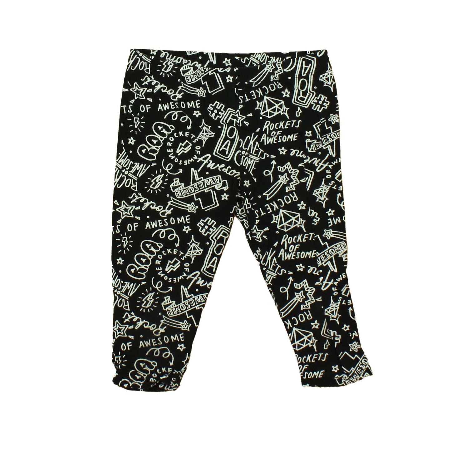 Rockets Of Awesome Girls Black | White Leggings Size: 6 Years