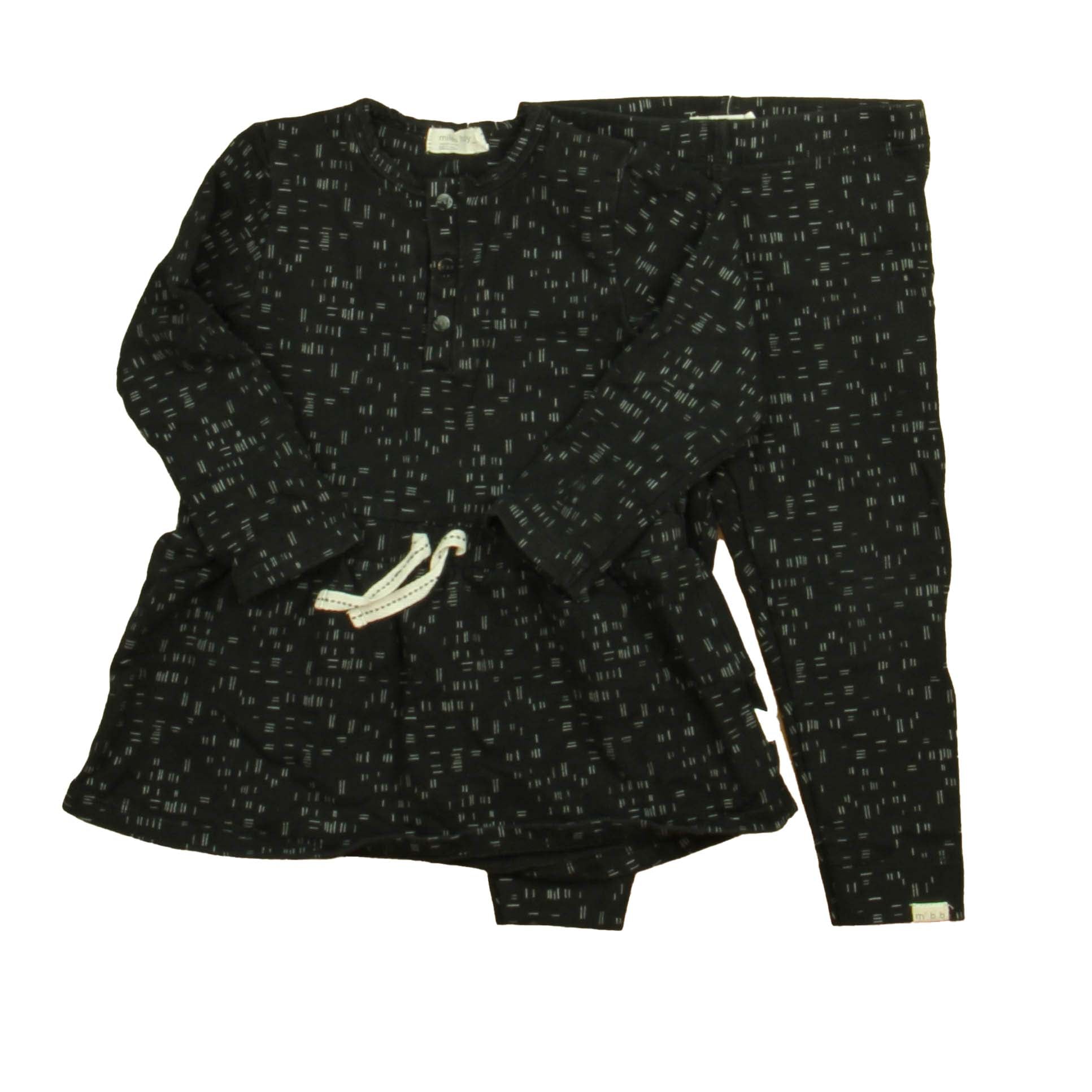 Miles Girls Black | White Apparel Sets Size: 24 Months Black | White