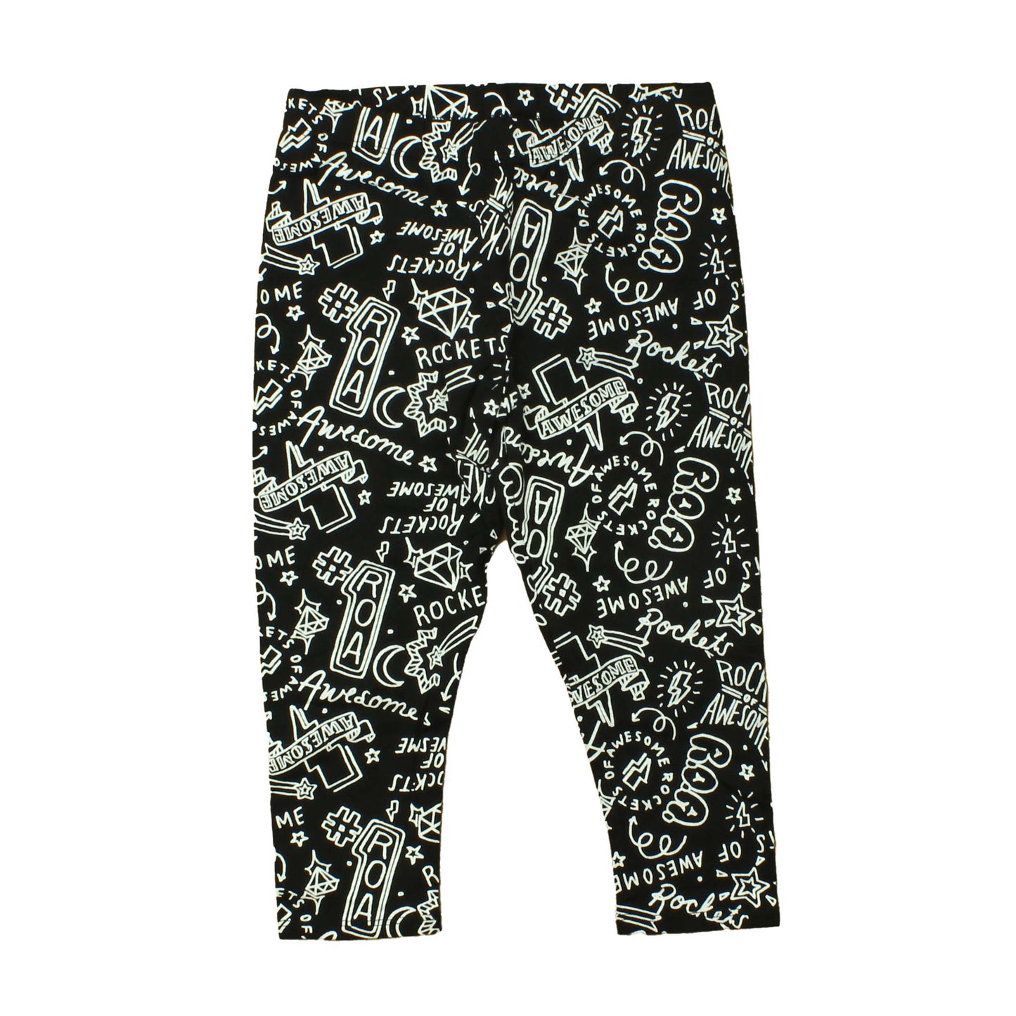 Rockets Of Awesome Girls Black | White Leggings Size: 7 Years