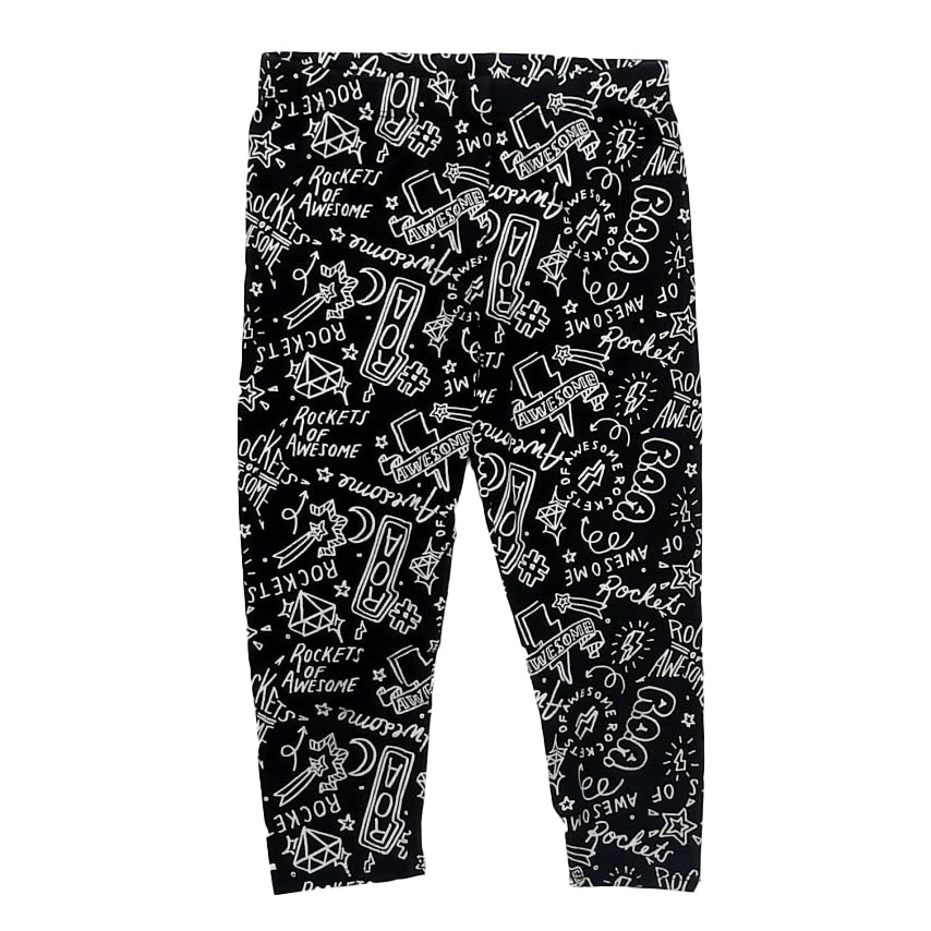 Rockets Of Awesome Girls Black | White Leggings Size: 8 Years Black | White