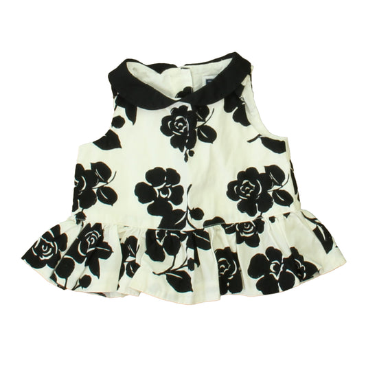 Janie and Jack Girls Black | White Blouse Size: 3-6 Months Black | White