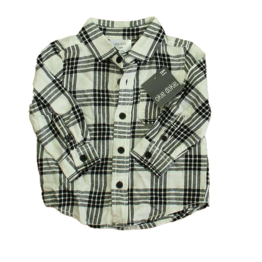 Okie Dokie Boys Black | White Button Down Long Sleeve Size: 12 Months