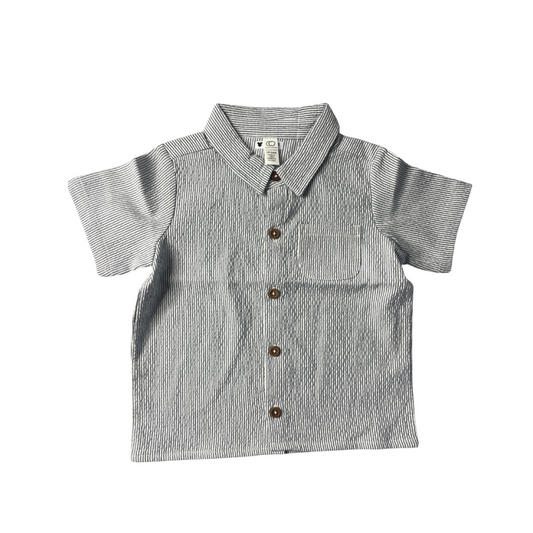 Colored Organics Boys Black | White Button Down Short Sleeve Size: 18-24 months Black | White