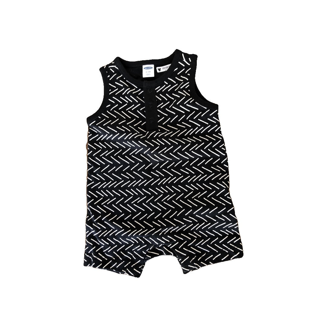 Old Navy Boys Black | White Romper Size: 0-3 months Black | White