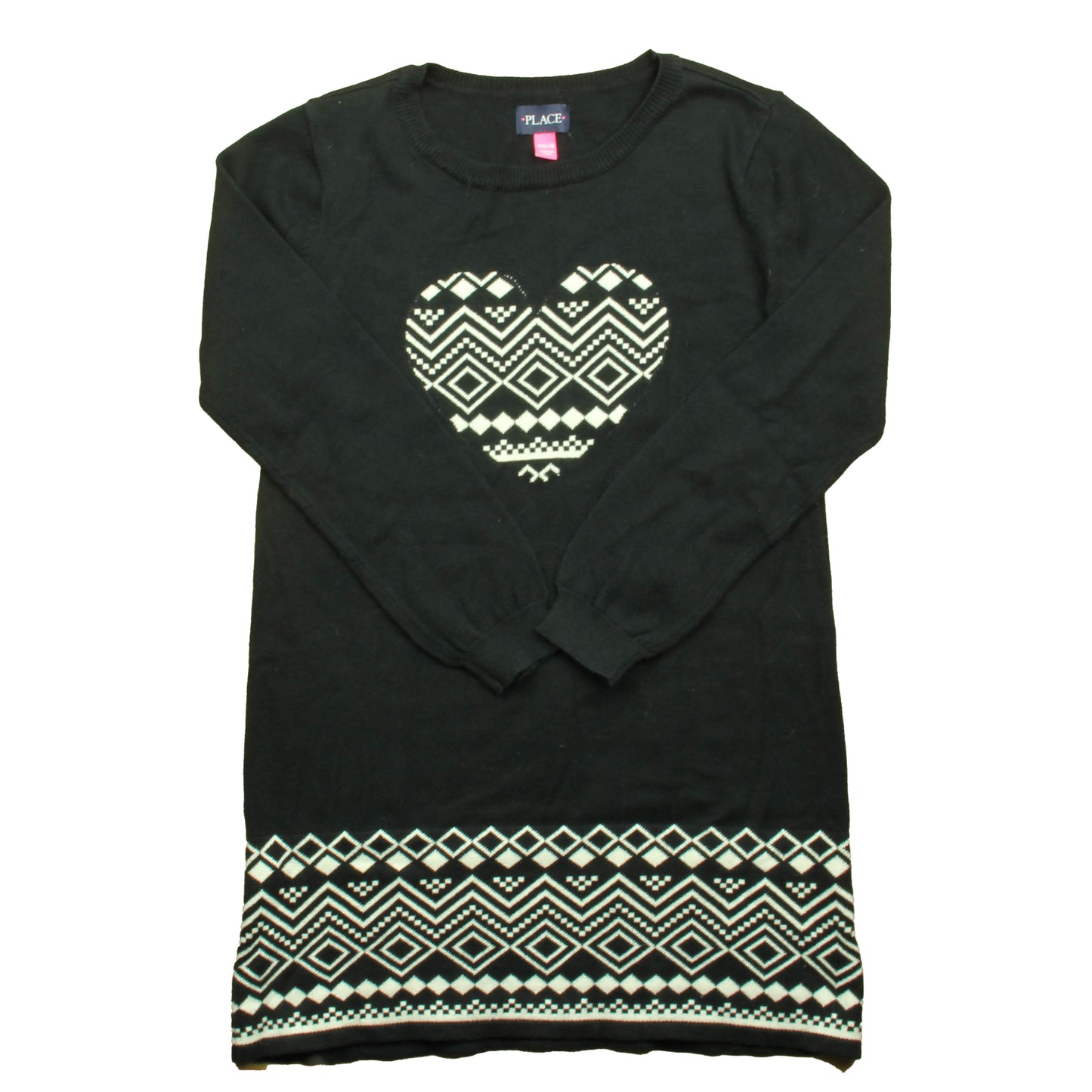 The Chidlren's Place Girls Black | White Sweater Dress Size: 16 Years Black | White