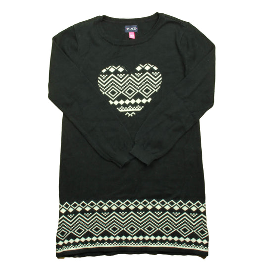 The Chidlren's Place Girls Black | White Sweater Dress Size: 16 Years Black | White