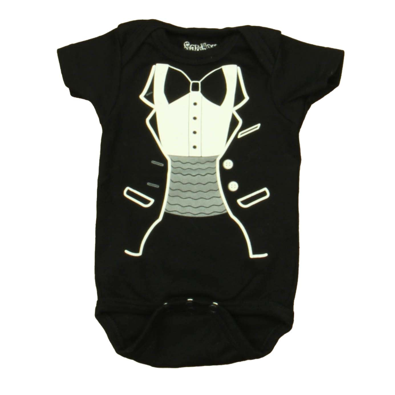 Sarakety Boys Black | White Onesie Size: 0-6 Months Black | White