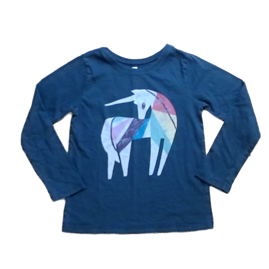 Tea Collection Girls Black with Rainbow Unicorn Long Sleeve Tops Size: 6T Black with Rainbow Unicorn