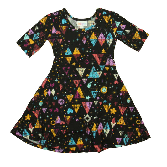 Lularoe Girls Black | Yellow | Pink Dress Size: 2T Black | Yellow | Pink