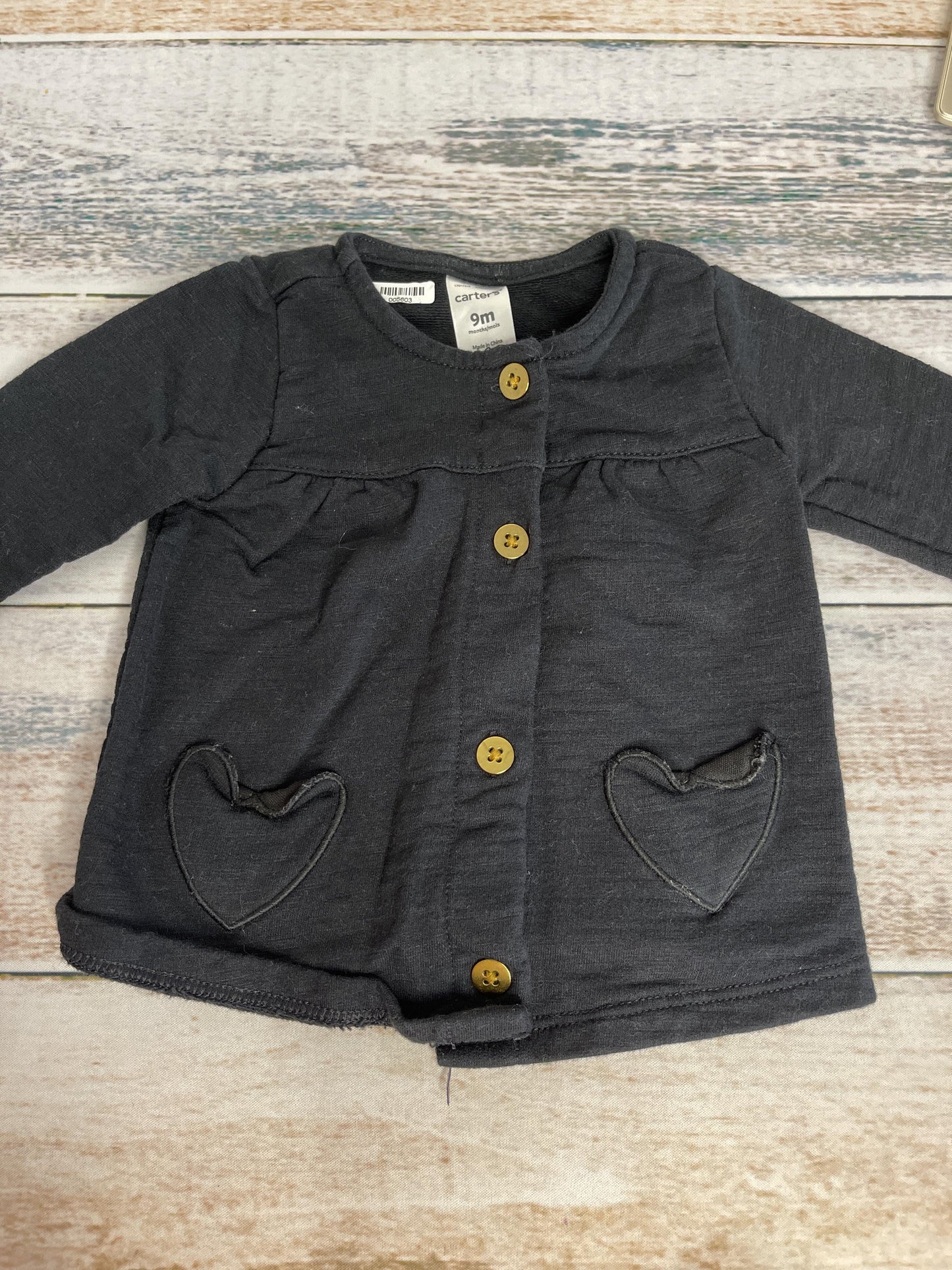 Carters Girls Black Sweater Size: 9 months Black