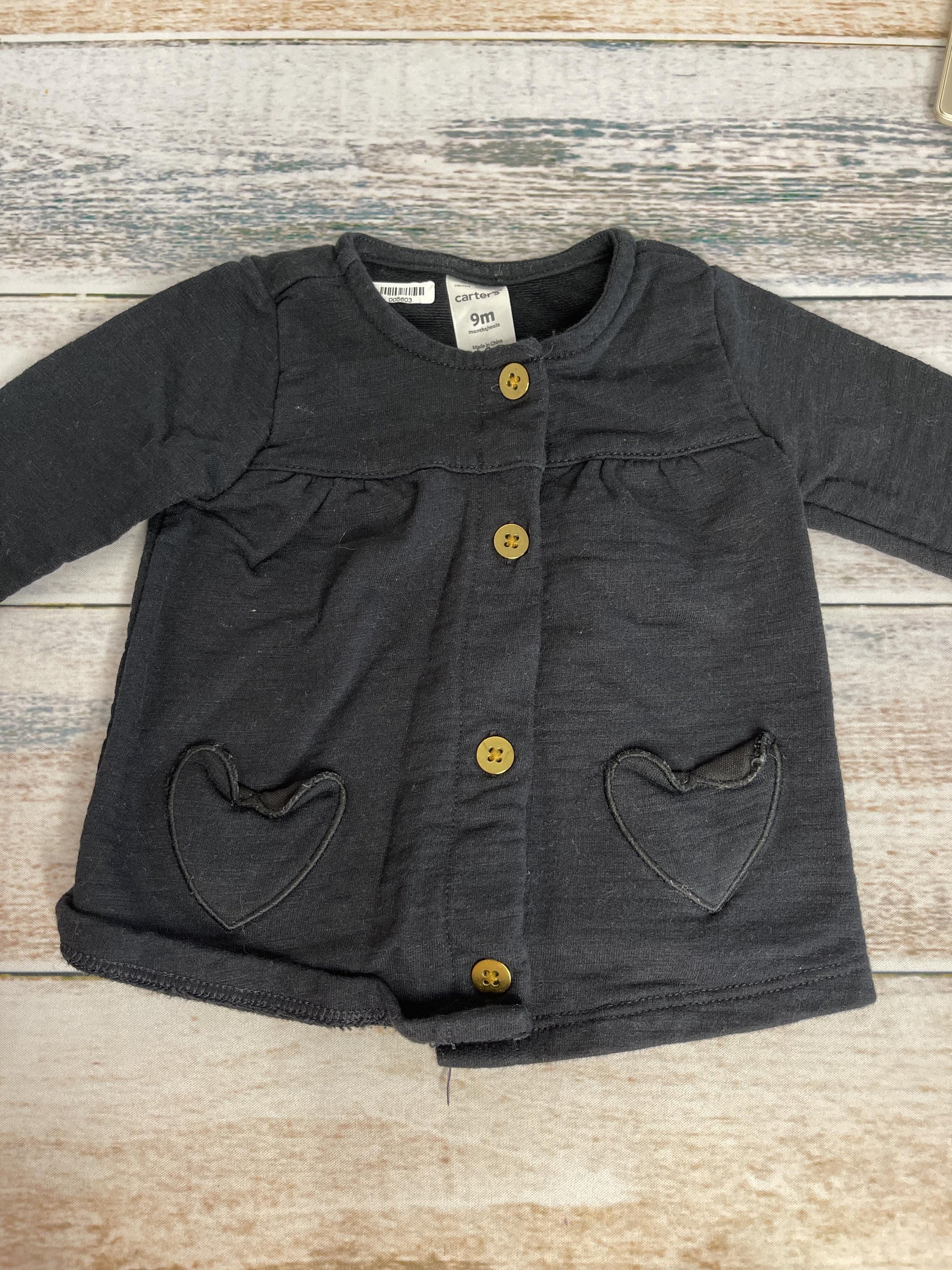 Carters Girls Black Sweater Size: 9 months Black