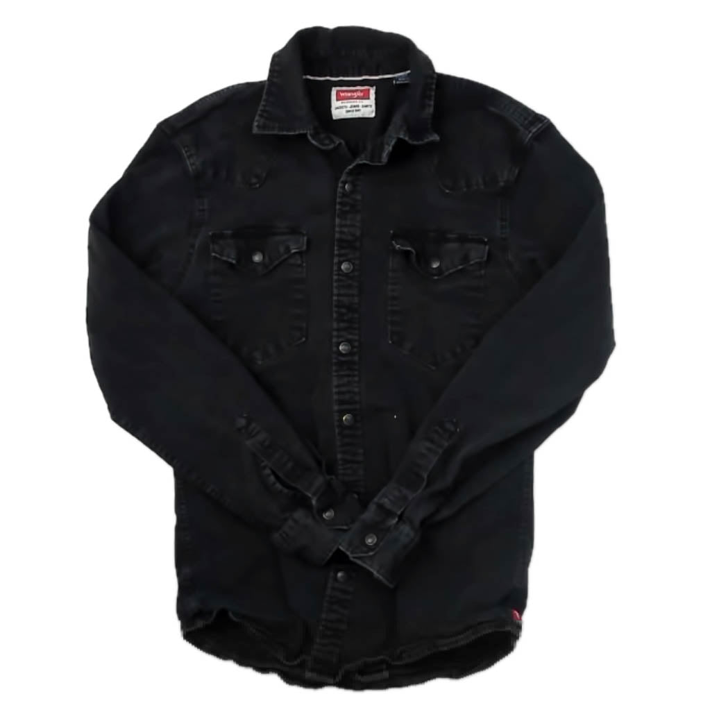 Wrangler Boys Black Button Down Long Sleeve Size: Mens Small Black