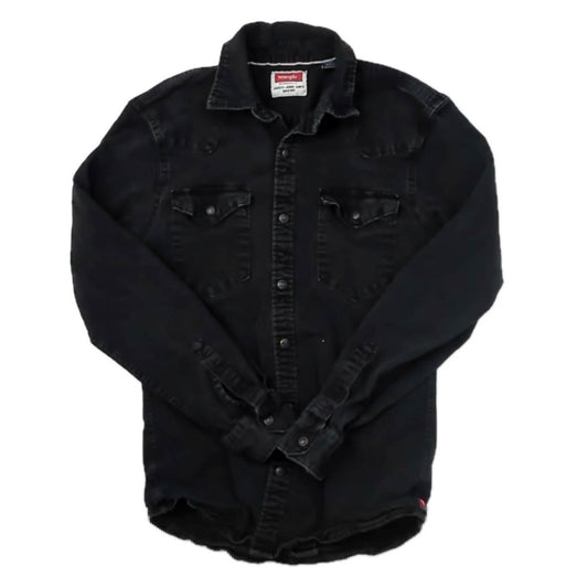 Wrangler Boys Black Button Down Long Sleeve Size: Mens Small Black