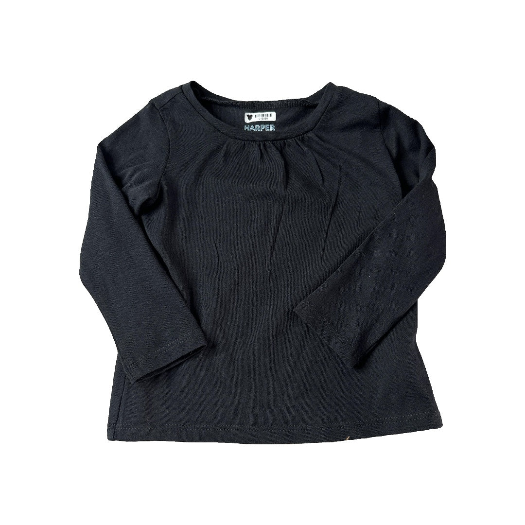 Harper Canyon Girls Black Long Sleeve Shirt Size: 18 months Black