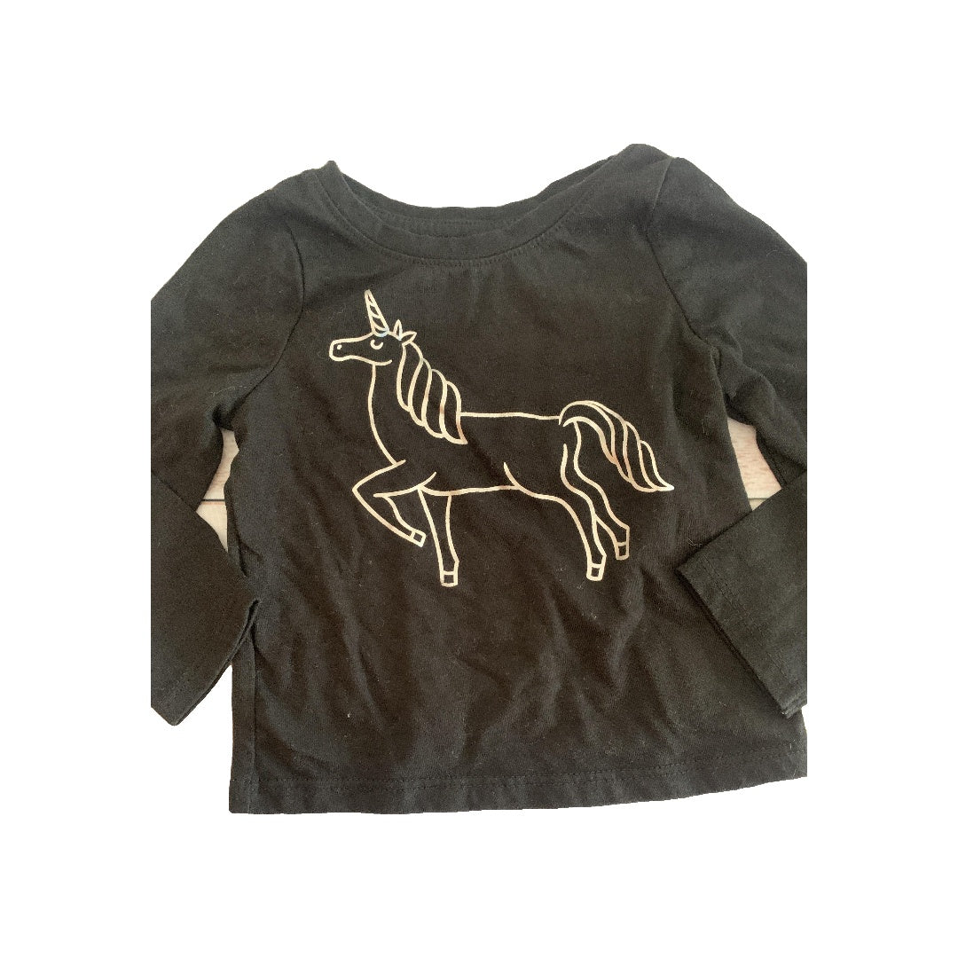 Cat & Jack Girls Black Long Sleeve T-Shirt Size: 12M Black