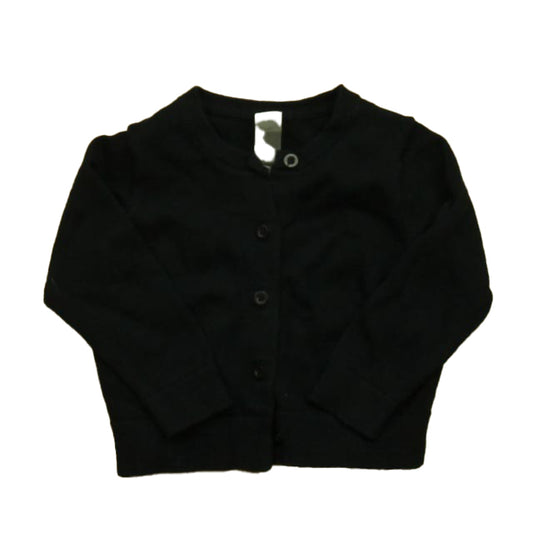 Primary.com Girls Black Cardigan Size: 6-12 Months Black
