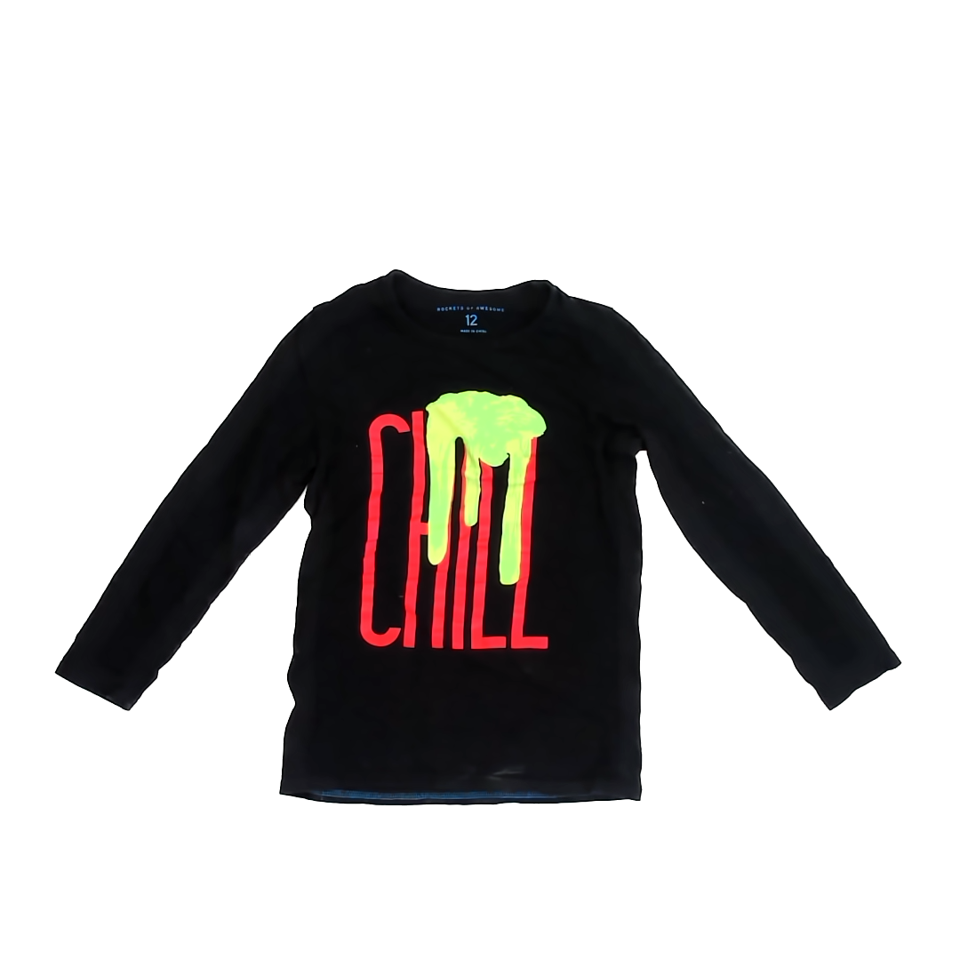 Rockets Of Awesome Boys Black Long Sleeve T-Shirt Size: 12 Black