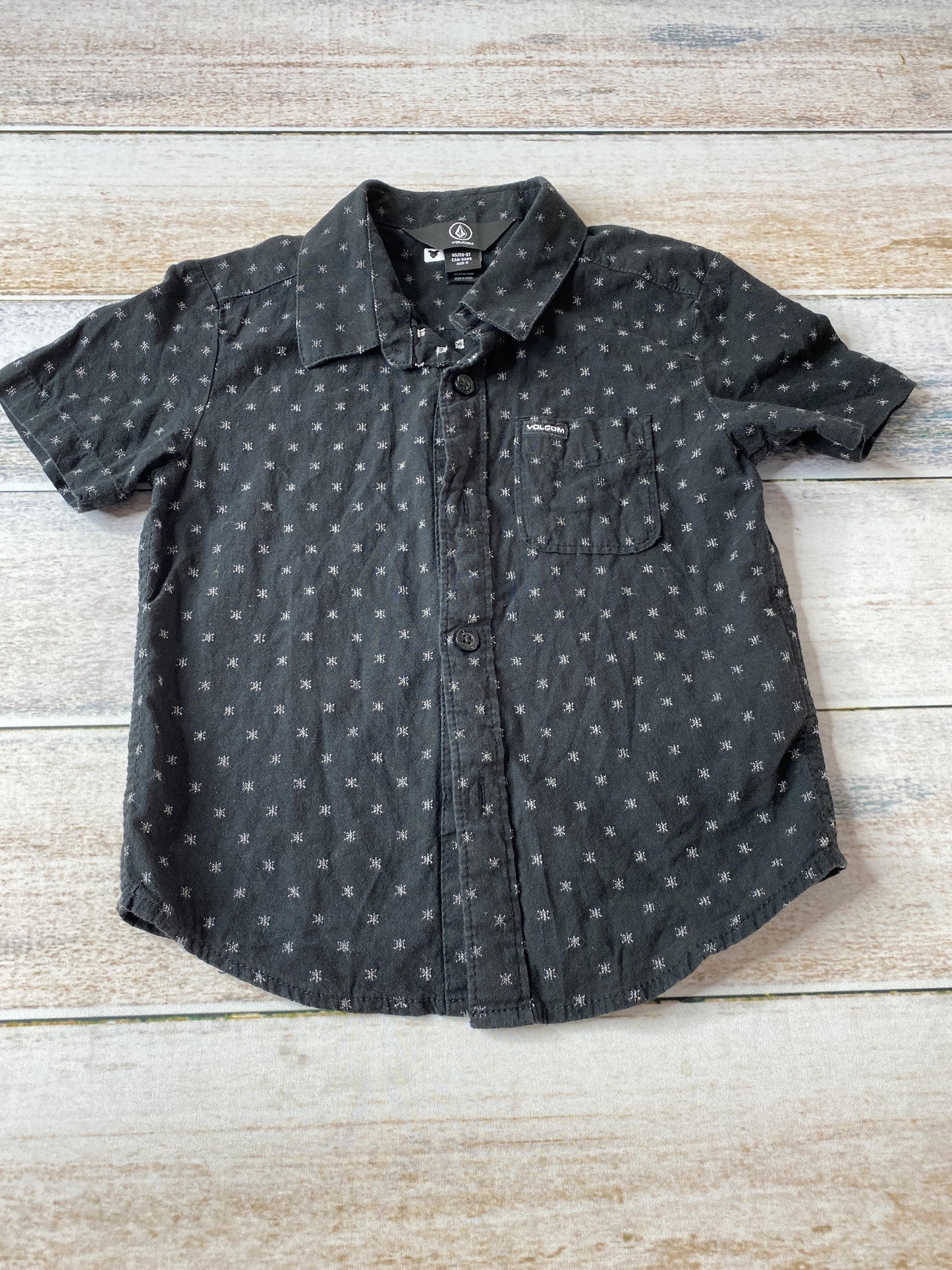 Volcom Boys Black Button Down Short Sleeve Size: 3T Black