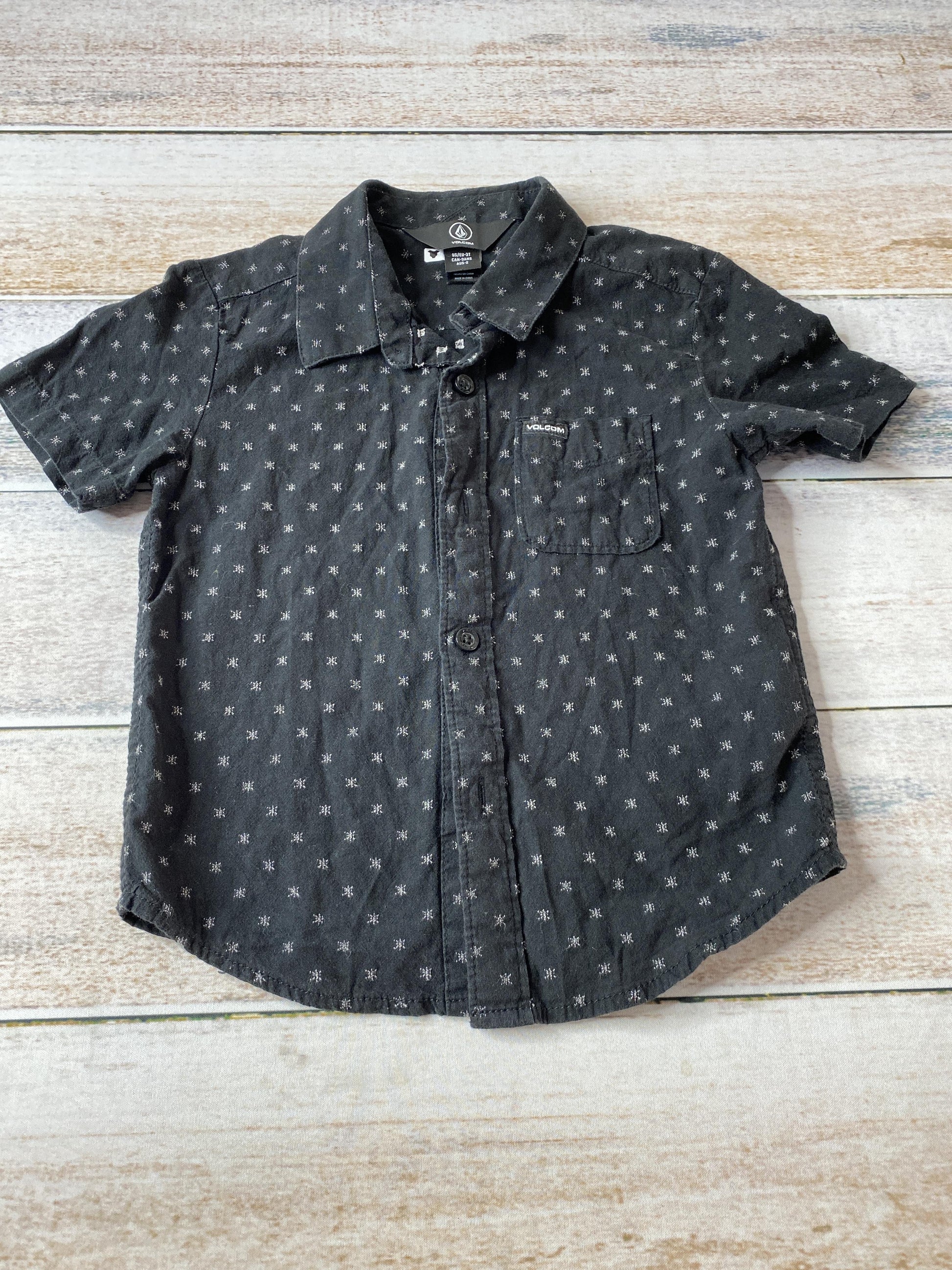 Volcom Boys Black Button Down Short Sleeve Size: 3T Black