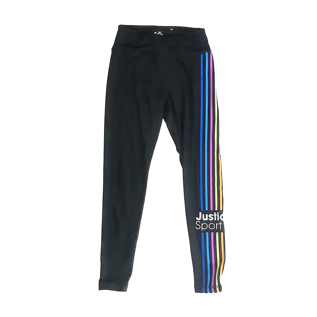 Justice Girls Black Athletic Pants Size: 7-8 Years Black