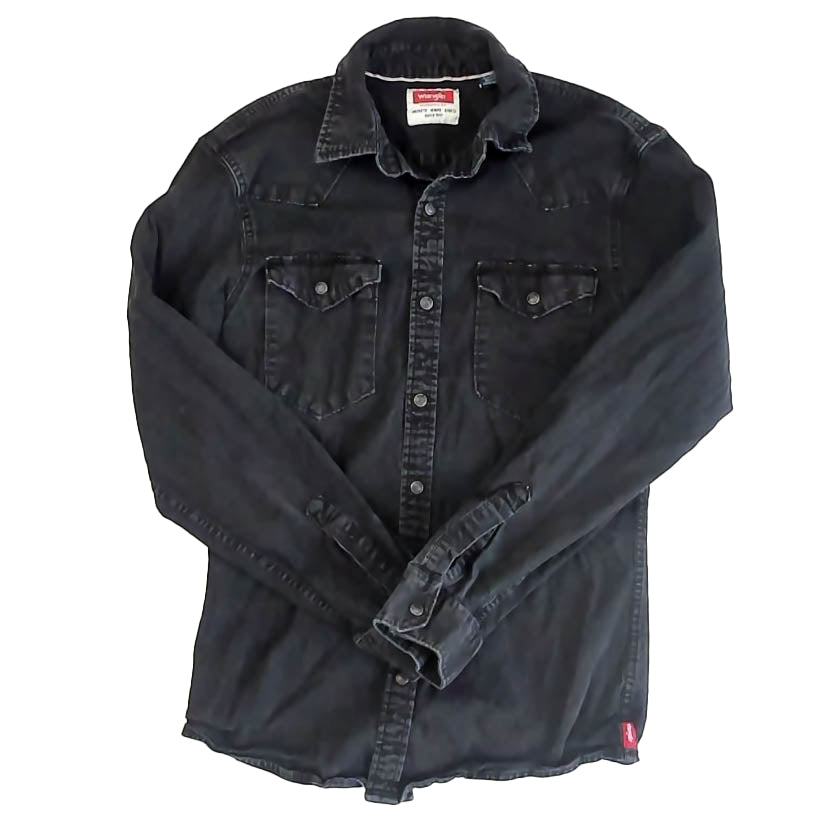 Wrangler Boys Black Button Down Long Sleeve Size: Adult Small Black