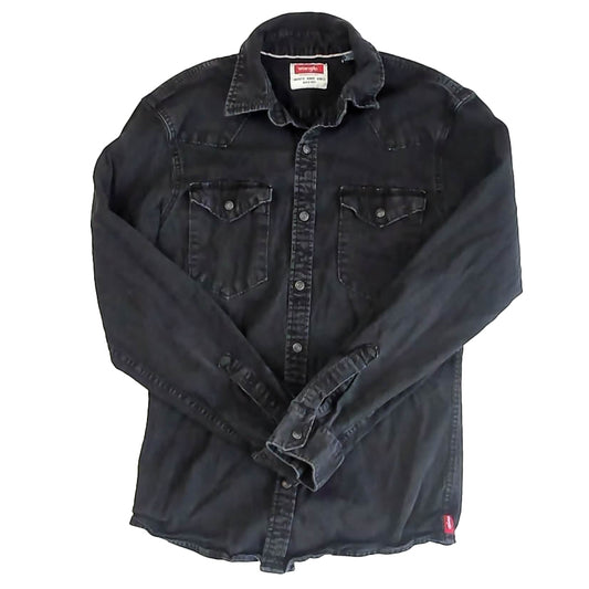 Wrangler Boys Black Button Down Long Sleeve Size: Adult Small Black