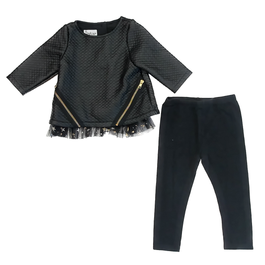 Pippa & Julie Girls Black Apparel Sets Size: 3T Black