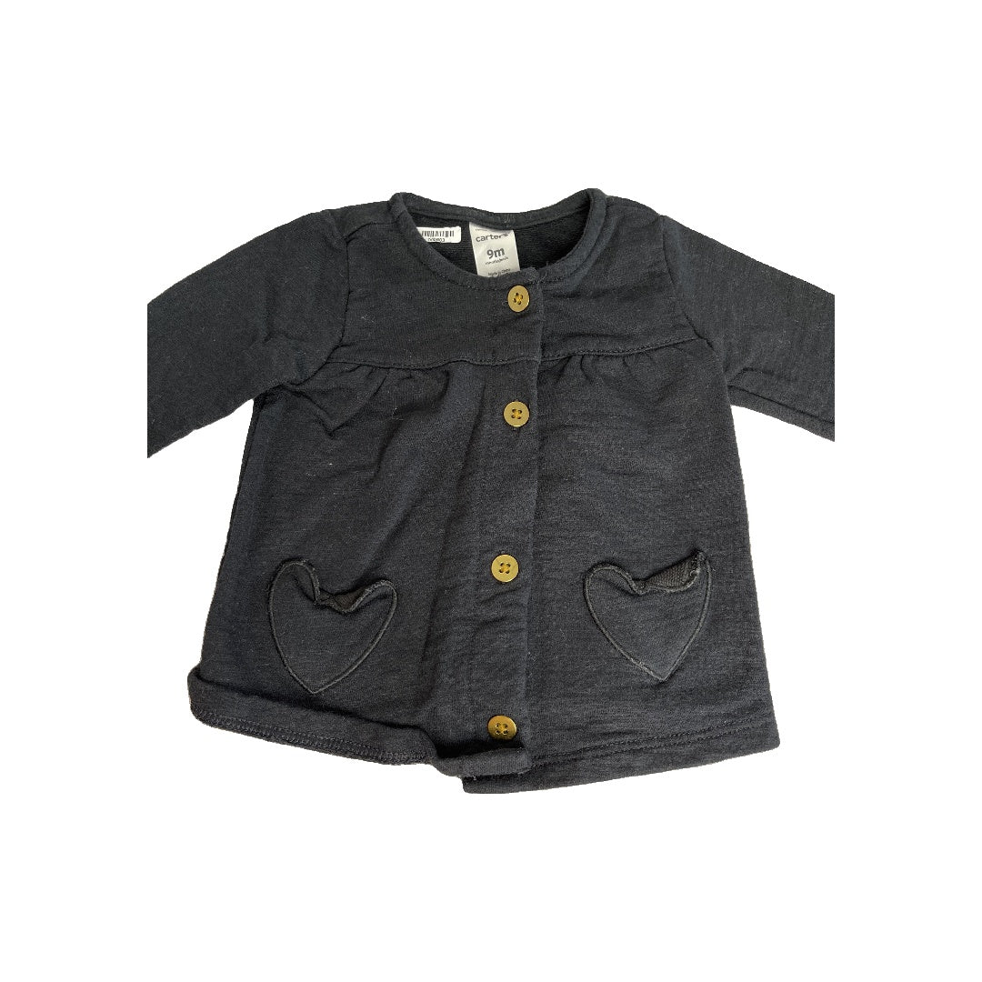 Carters Girls Black Sweater Size: 9 months Black