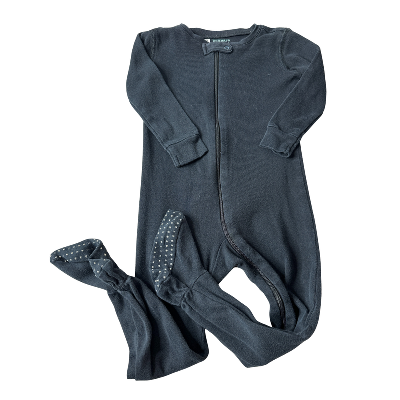 Primary Unisex Black 1-piece footed Pajamas Size: 18-24 months Black