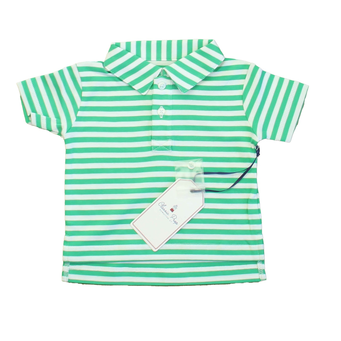 Classic Prep Boys Blarney/Bright White Polo Shirt Size: 6-9 Months Blarney/Bright White