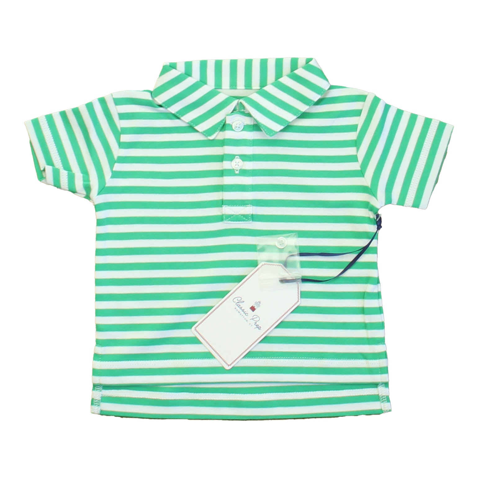 Classic Prep Boys Blarney/Bright White Polo Shirt Size: 6-9 Months Blarney/Bright White