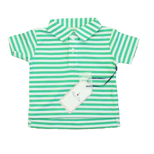 Classic Prep Boys Blarney/Bright White Polo Shirt Size: 6-9 Months Blarney/Bright White