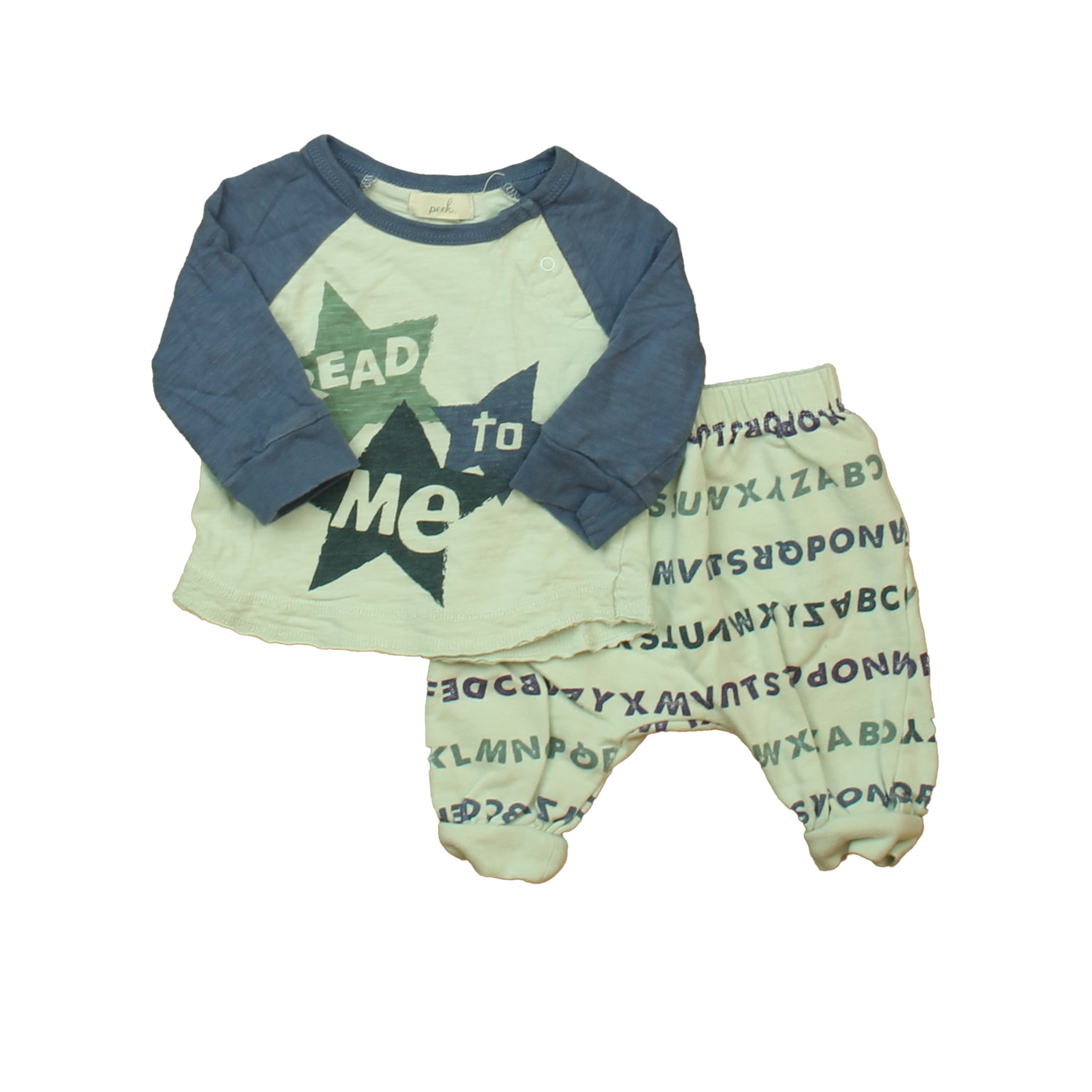 Peek Boys Blue Alphabet Apparel Sets Size: 3-6 Months Blue Alphabet