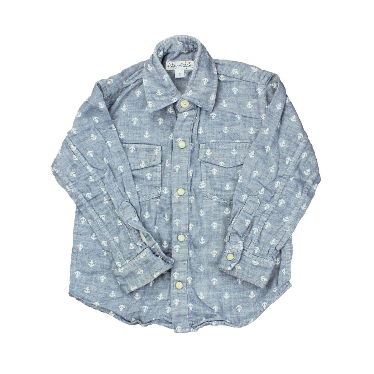 Steven Alan Boys Blue | Anchor Button Down Long Sleeve Size: 3T Blue | Anchor