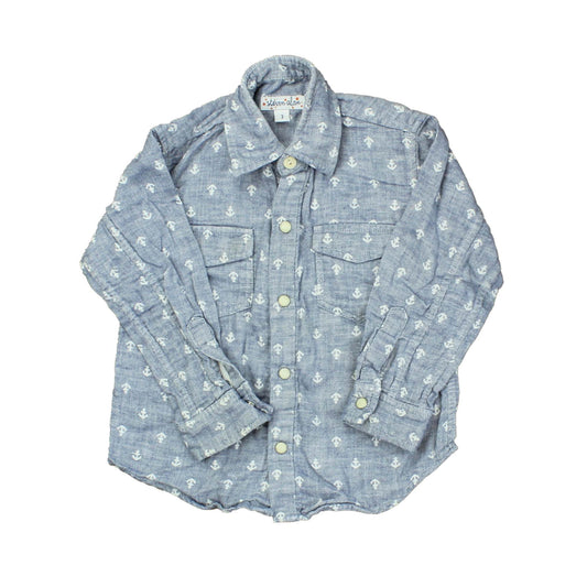Steven Alan Boys Blue | Anchor Button Down Long Sleeve Size: 3T Blue | Anchor