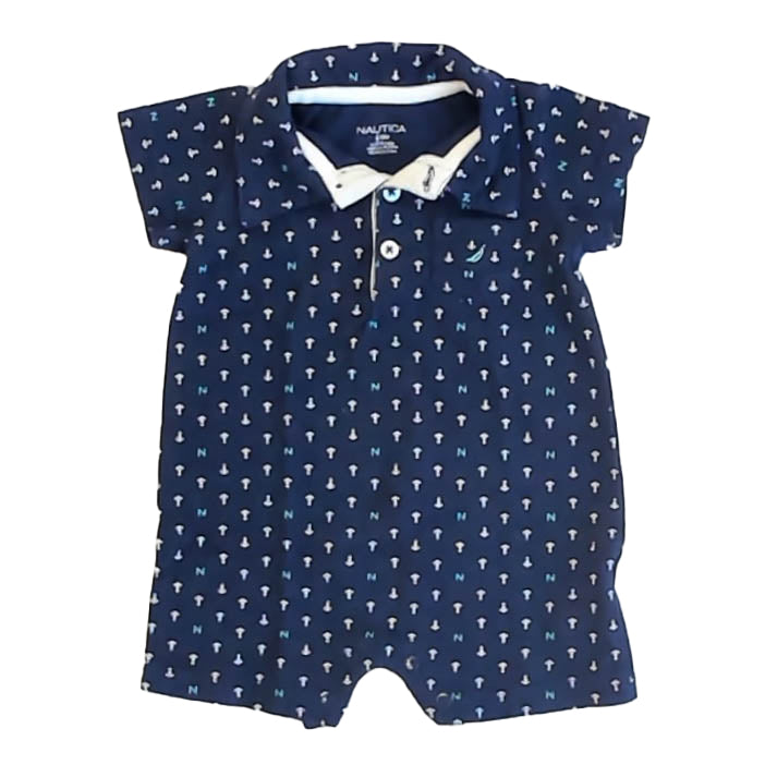 Nautica Boys Blue Anchors Romper Size: 6-9 Months Blue Anchors