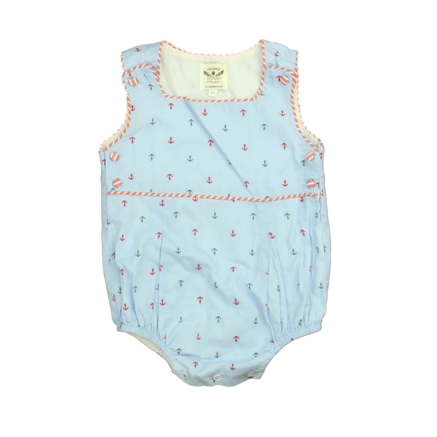 The Oaks Boys Blue Anchors Romper Size: 9 Months Blue Anchors