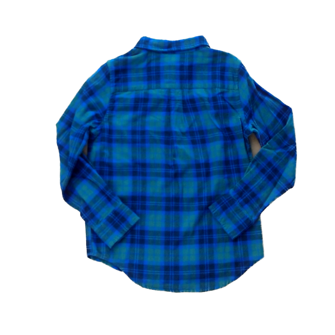 Rockets Of Awesome Boys Blue and Green Plaid Button Down Long Sleeve Size: 8 Years Blue and Green Plaid