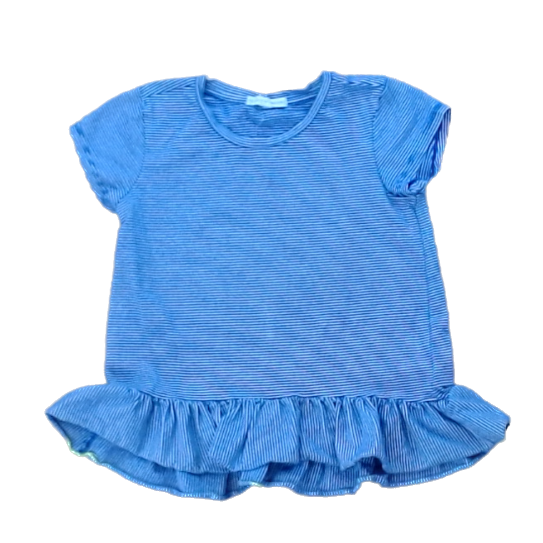 Rockets Of Awesome Girls Blue and White Stripes Short Sleeve Shirt Size: 4T - 5T Blue and White Stripes