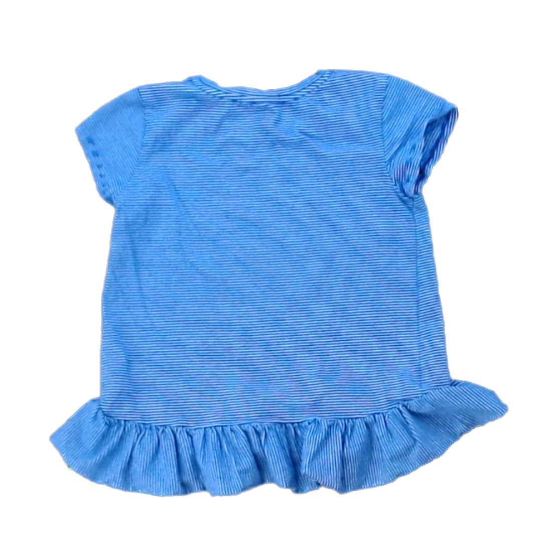 Rockets Of Awesome Girls Blue and White Stripes Short Sleeve Shirt Size: 4T - 5T Blue and White Stripes