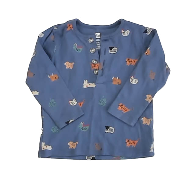 Tea Collection Boys Blue Animals Henley Size: 12-18 Months Blue Animals