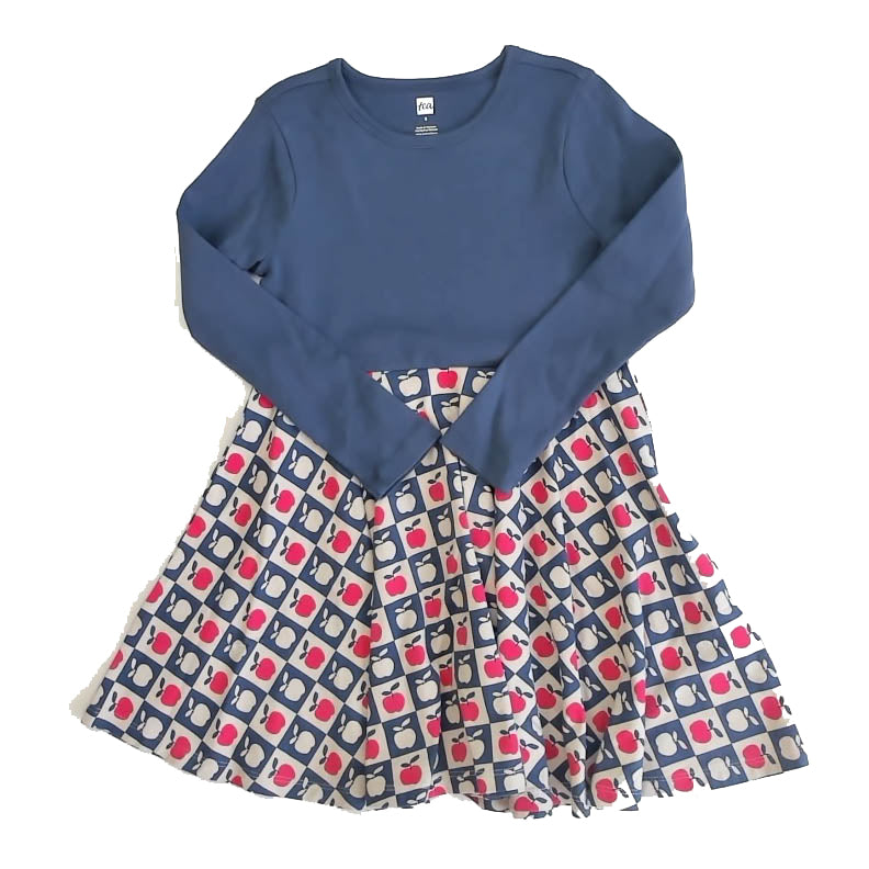 Tea Collection Girls Blue Apples Dress Size: 5T Blue Apples