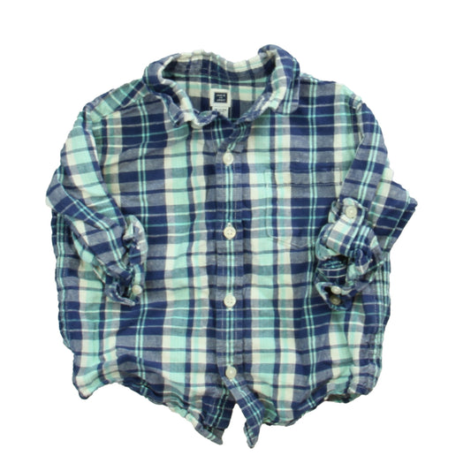 Janie & Jack Boys Blue | Aqua Plaid Button Down Long Sleeve Size: 18-24 Months Blue | Aqua Plaid