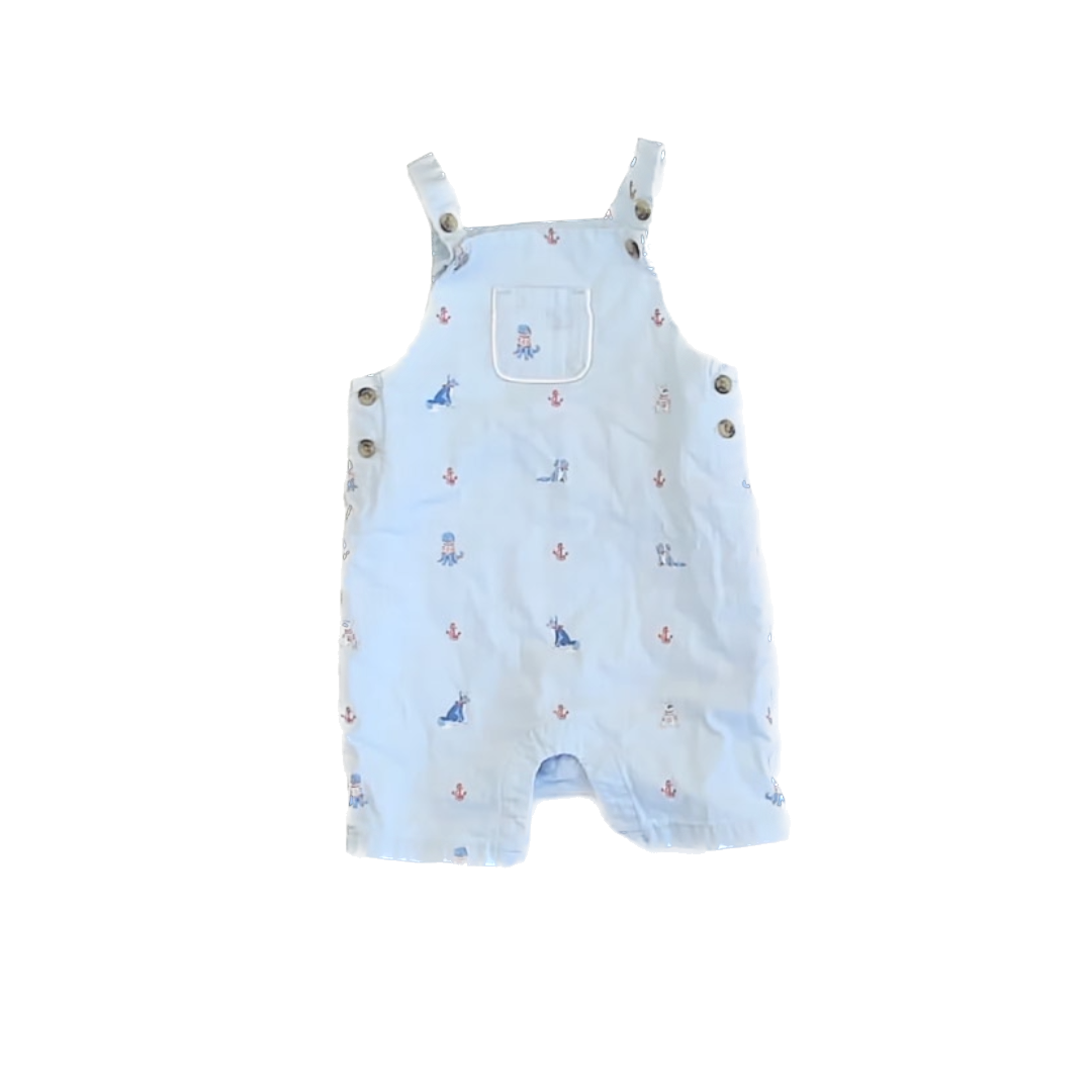 Janie and Jack Boys Blue Beach Romper Size: 6-12 Months Blue Beach