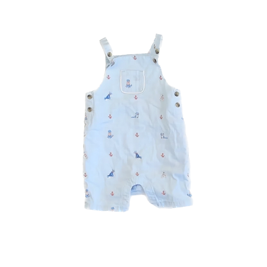 Janie and Jack Boys Blue Beach Romper Size: 6-12 Months Blue Beach