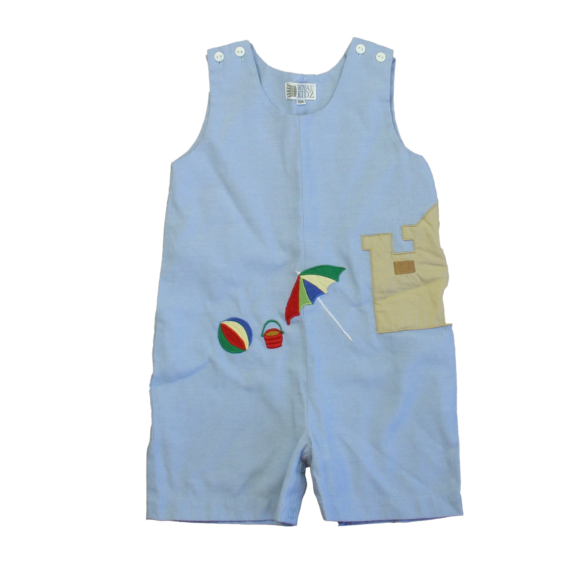 Royal Kidz Boys Blue Beach Romper Size: 18 Months Blue Beach