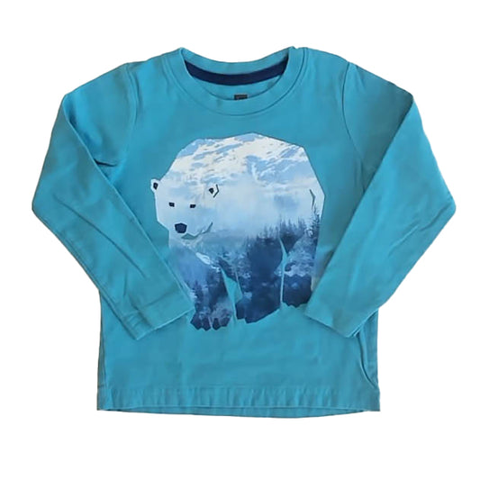 Tea Collection Boys Blue Bear Long Sleeve T-Shirt Size: 3T Blue Bear