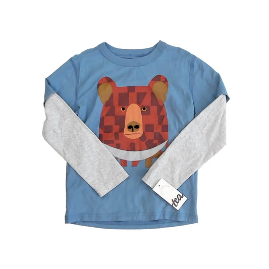 Tea Collection Boys Blue Bear Long Sleeve T-Shirt Size: 5T Blue Bear