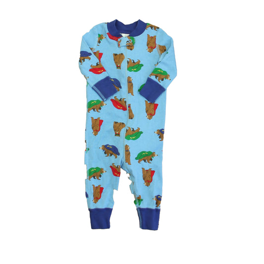 Hanna Andersson Boys Blue Bears 1-piece Non-footed Pajamas Size: 6-9 Months