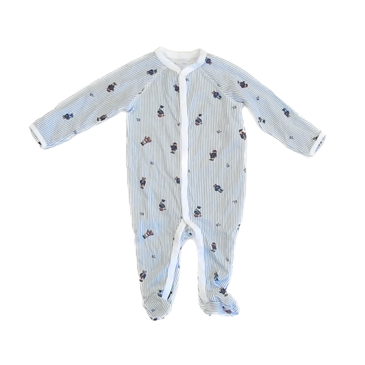 Ralph Lauren Boys Blue Bears 1-piece footed Pajamas Size: 6 Months Blue Bears